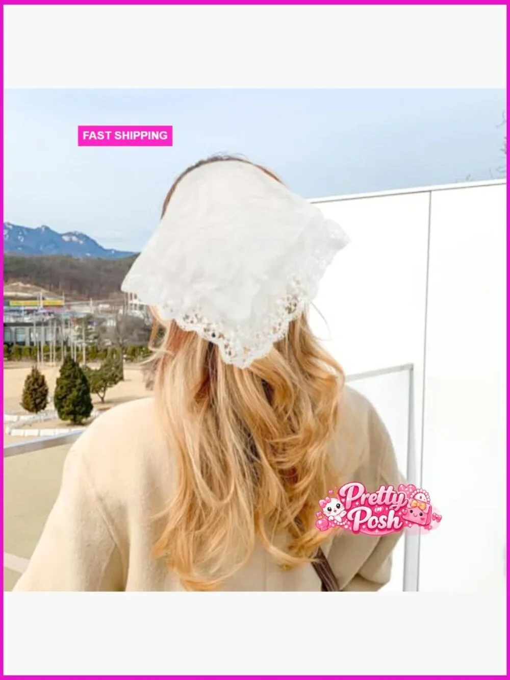Lace Hair Scarf Headband, Non-Slip Boho Triangle Bandana Turban